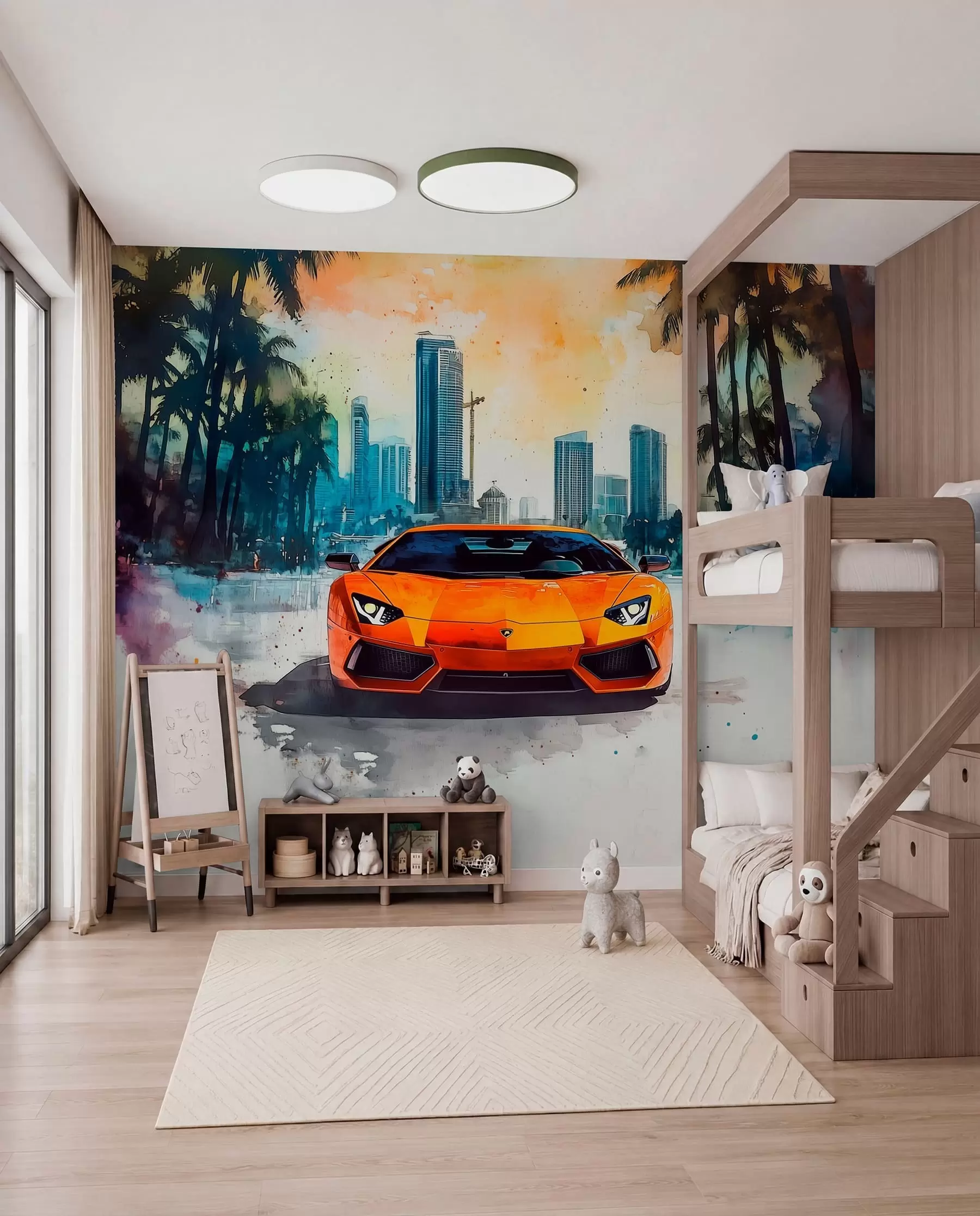 murales de pared Deportivo naranja pintado w01964