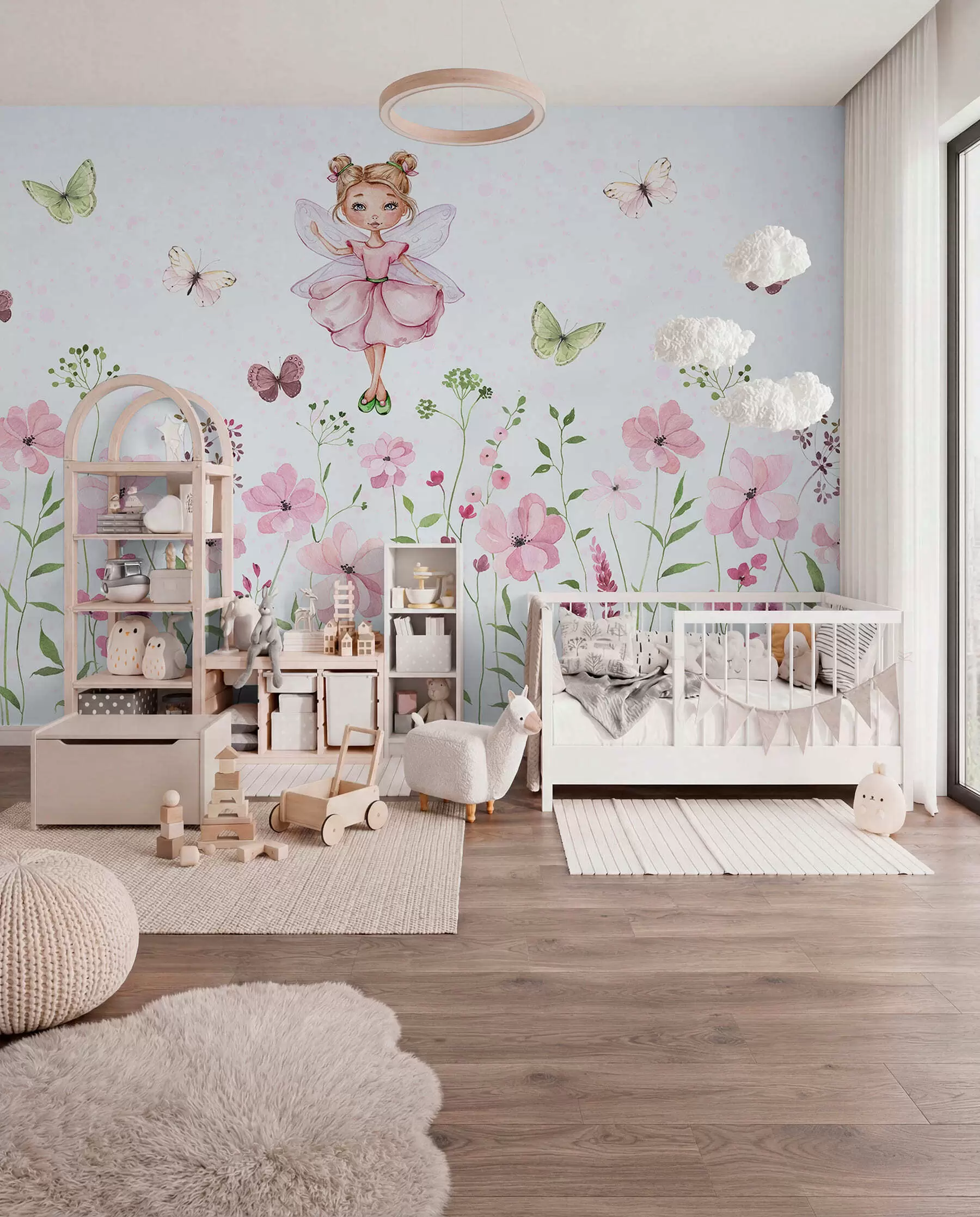 murales de pared Hada del prado florido w01460