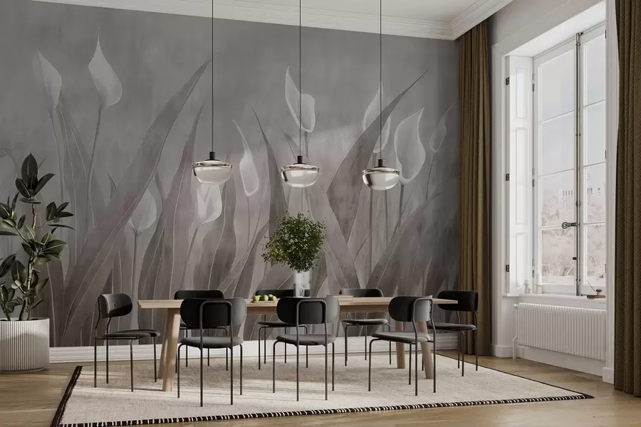 Murales de pared Flores pintadas en un muro de hormigón w08391 murales de pared Flores pintadas en un muro de hormigón w08391