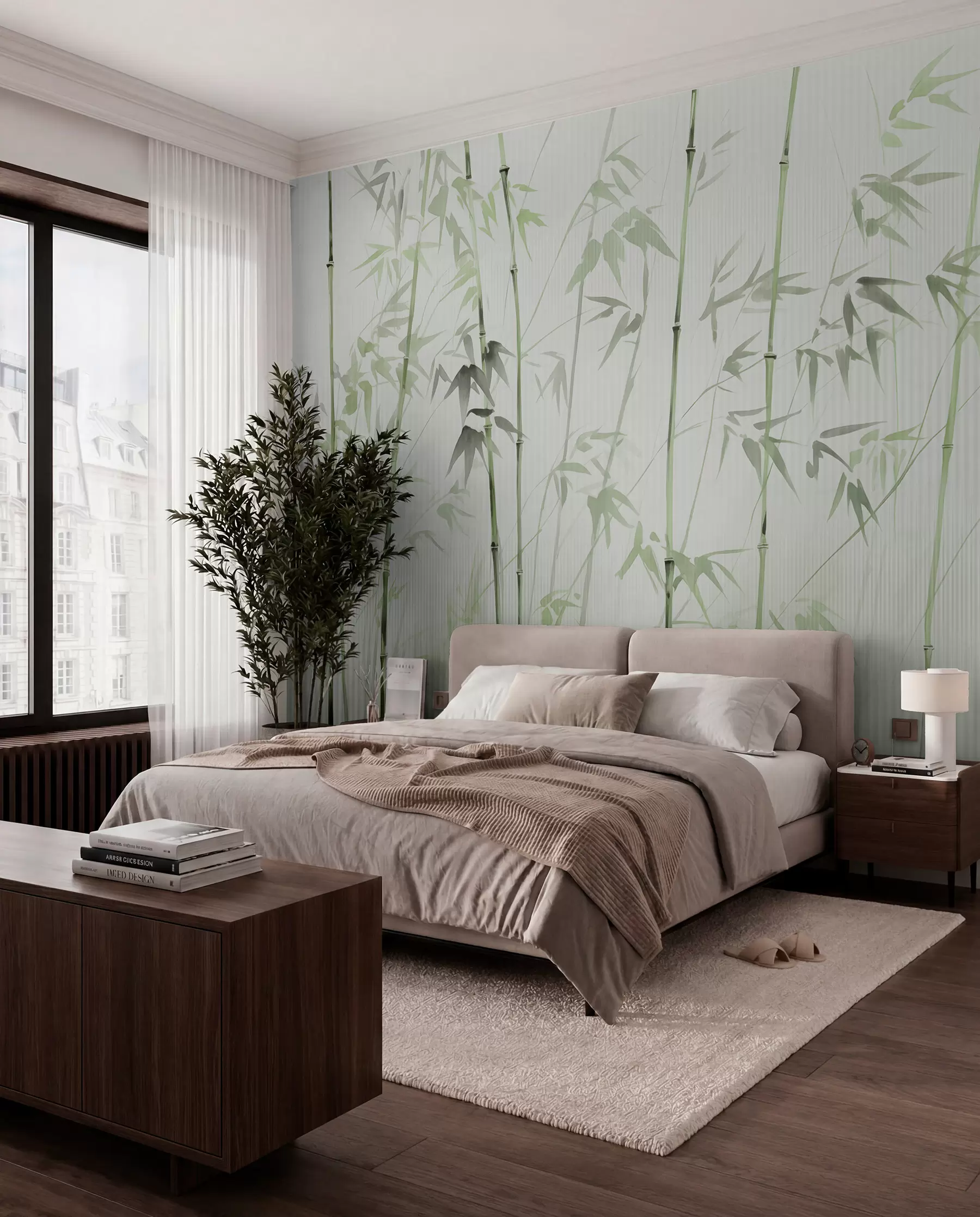murales de pared Bambú acuarela w08390v2