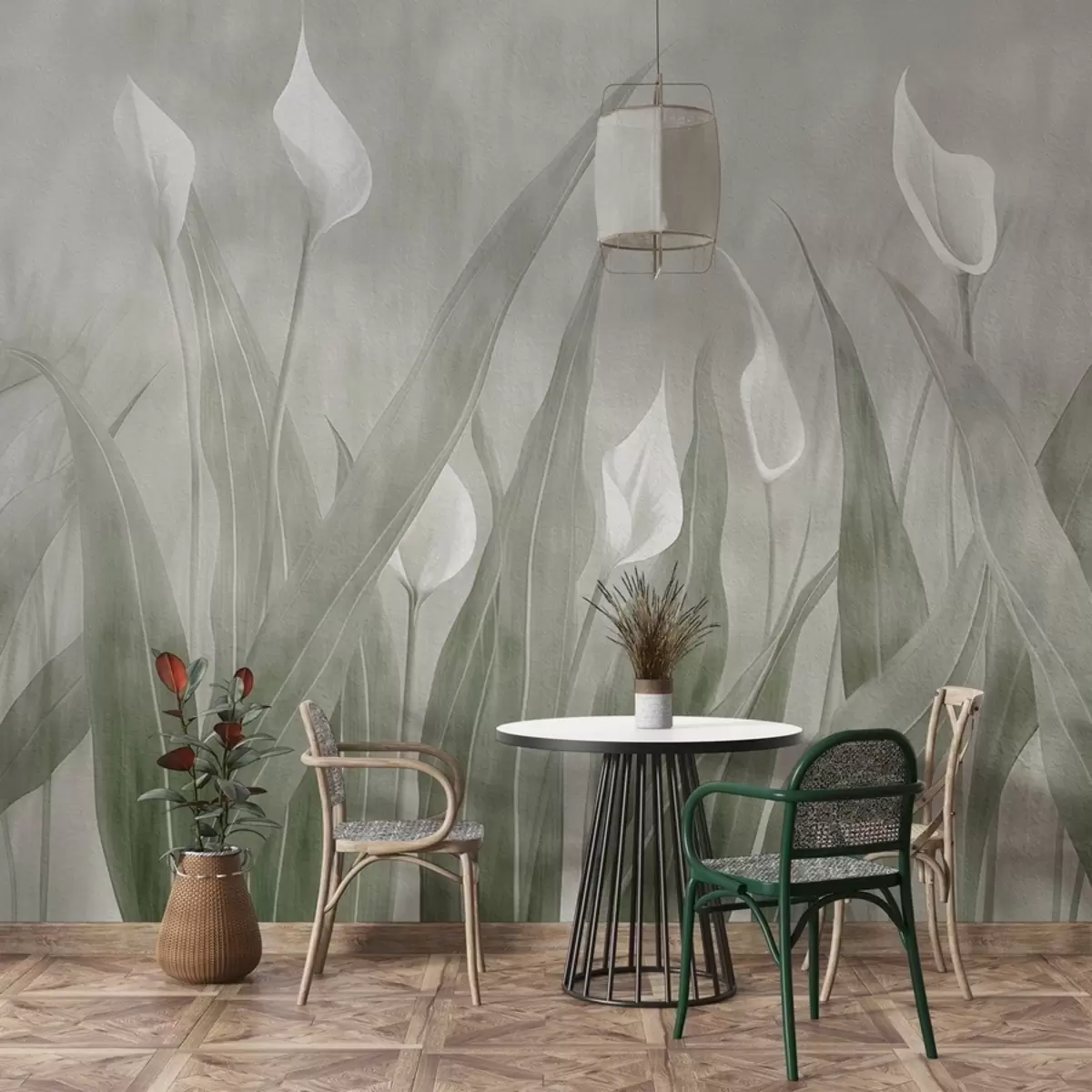 Murales de pared Flores pintadas en un muro de hormigón w08391v2 murales de pared Flores pintadas en un muro de hormigón w08391v2