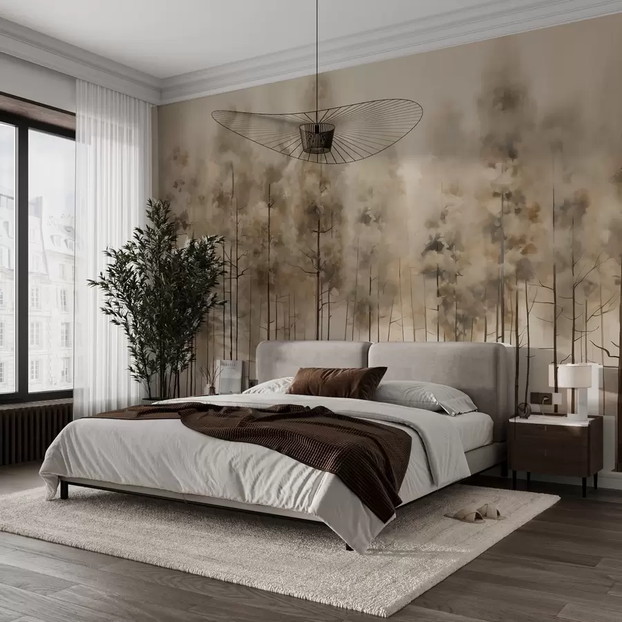 murales de pared Bosque abstracto pintado w08392