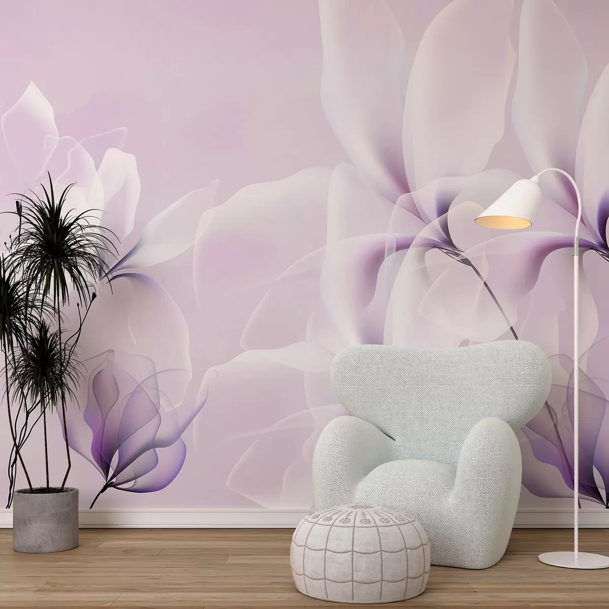 Murales de pared flores grandes translúcidas sobre fondo rosa w02092 murales de pared flores grandes translúcidas sobre fondo rosa w02092