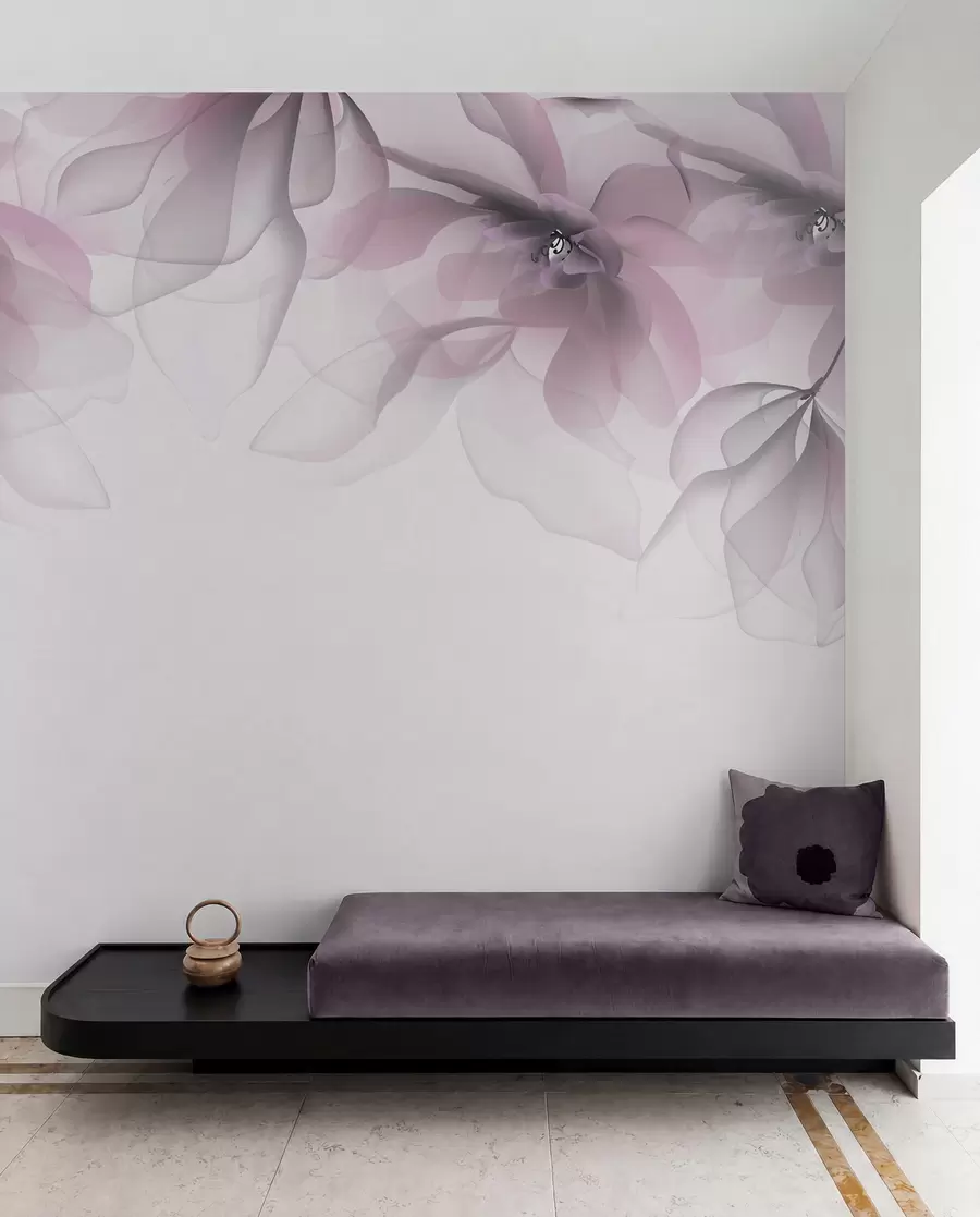 murales de pared grandes flores rosas translúcidas en la parte superior w02093