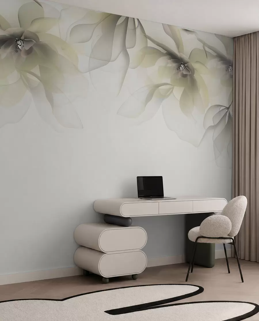 murales de pared grandes flores amarillas translúcidas en la parte superior w02093v1