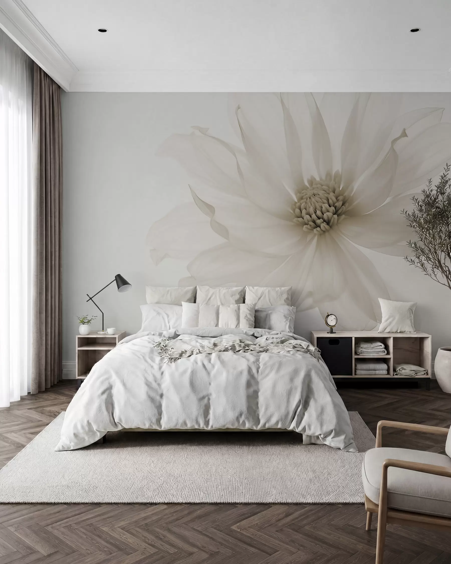 murales de pared Una flor color crema w02077v1