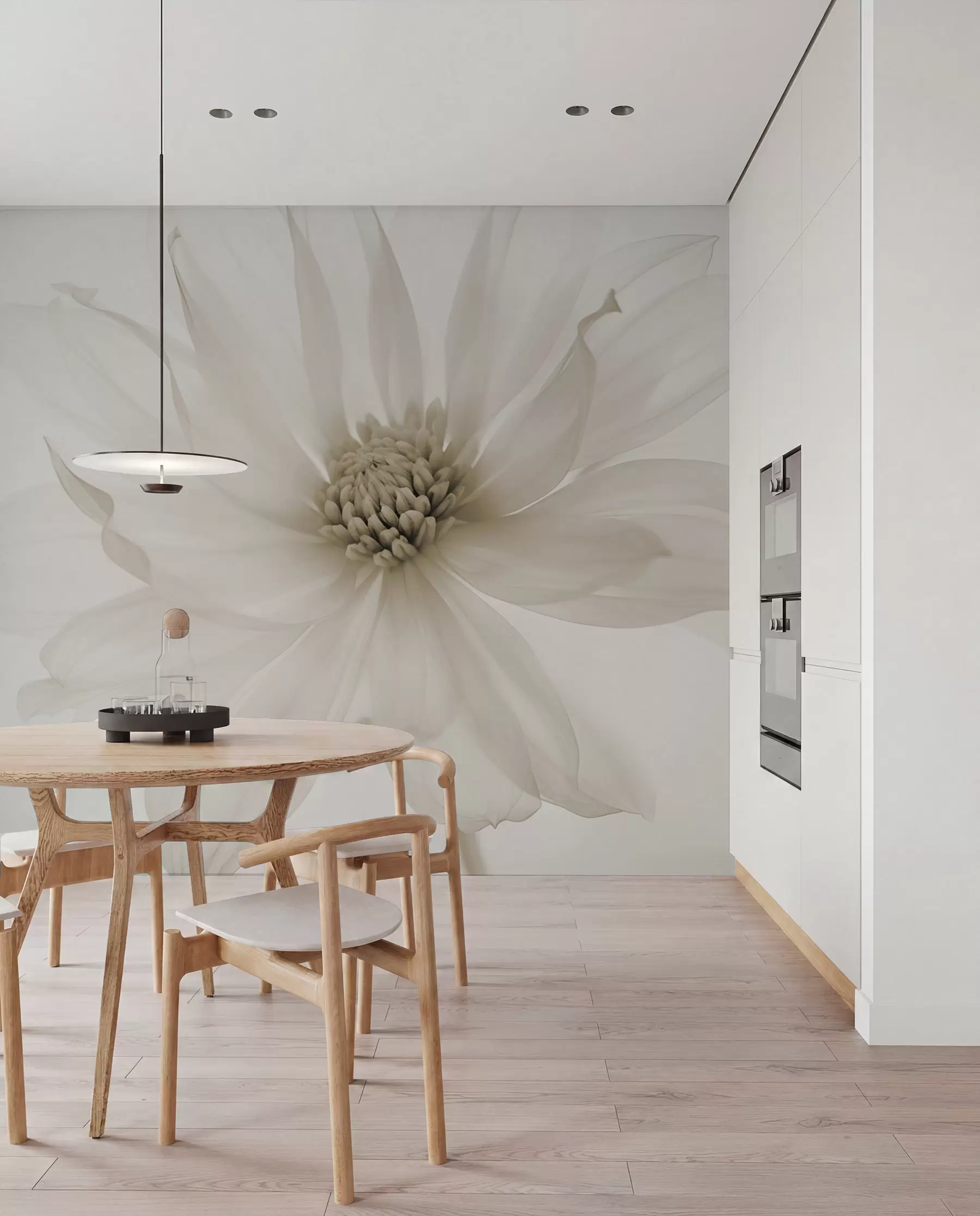 murales de pared Delicada flor beige sobre fondo claro w02077v1