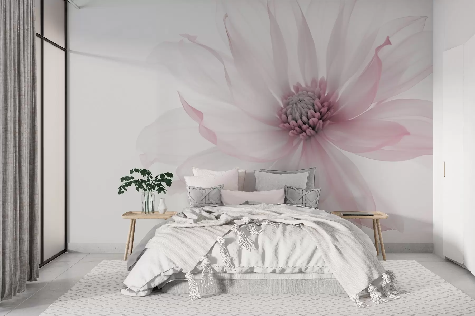 murales de pared Delicada flor rosa sobre fondo claro w02077v2