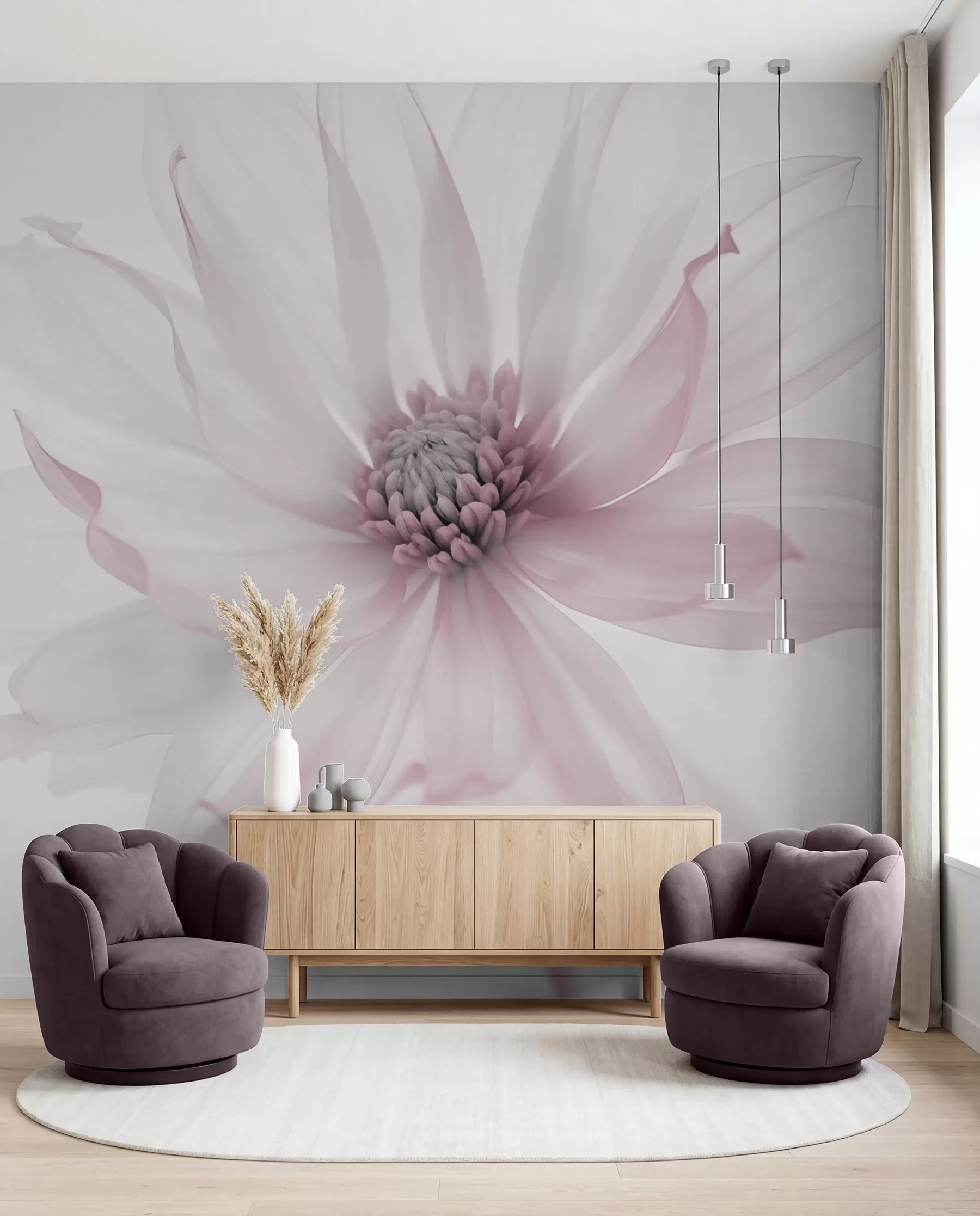 murales de pared Delicada flor rosa sobre fondo claro w02077v2
