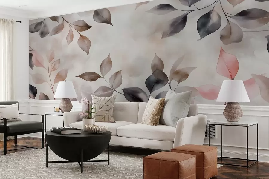 murales de pared Delicado follaje de acuarela w02069v1