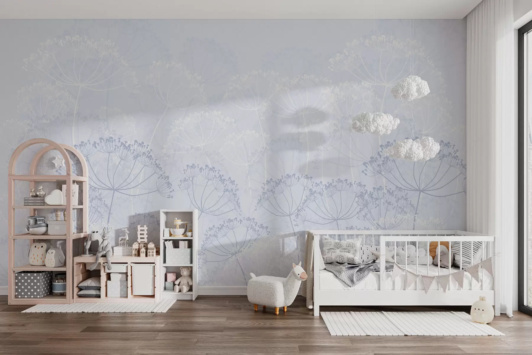 murales de pared Plantas frágiles minimalismo color azul w02105v1