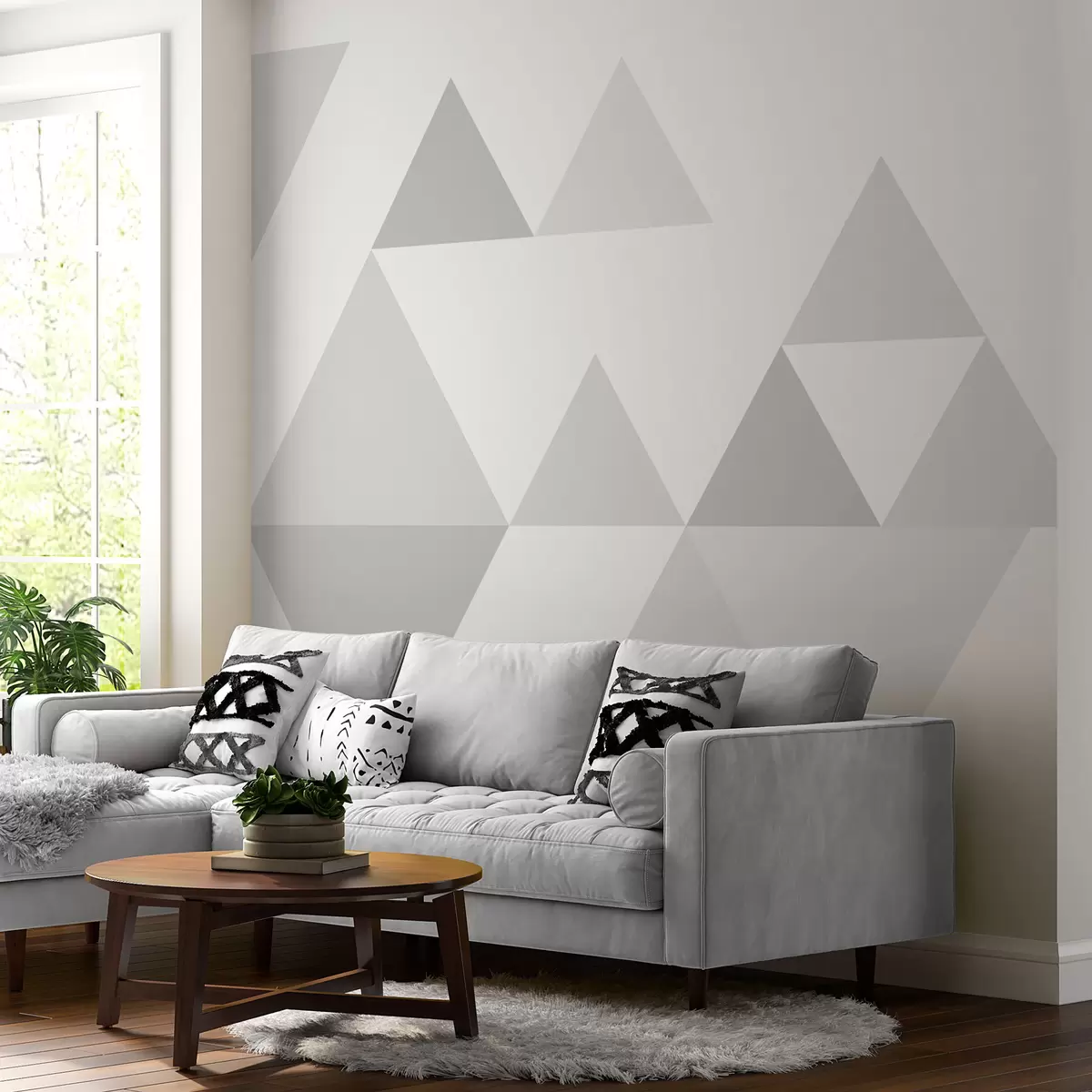 Murales de pared Elegantes triángulos de color gris w02107v2 murales de pared Elegantes triángulos de color gris w02107v2