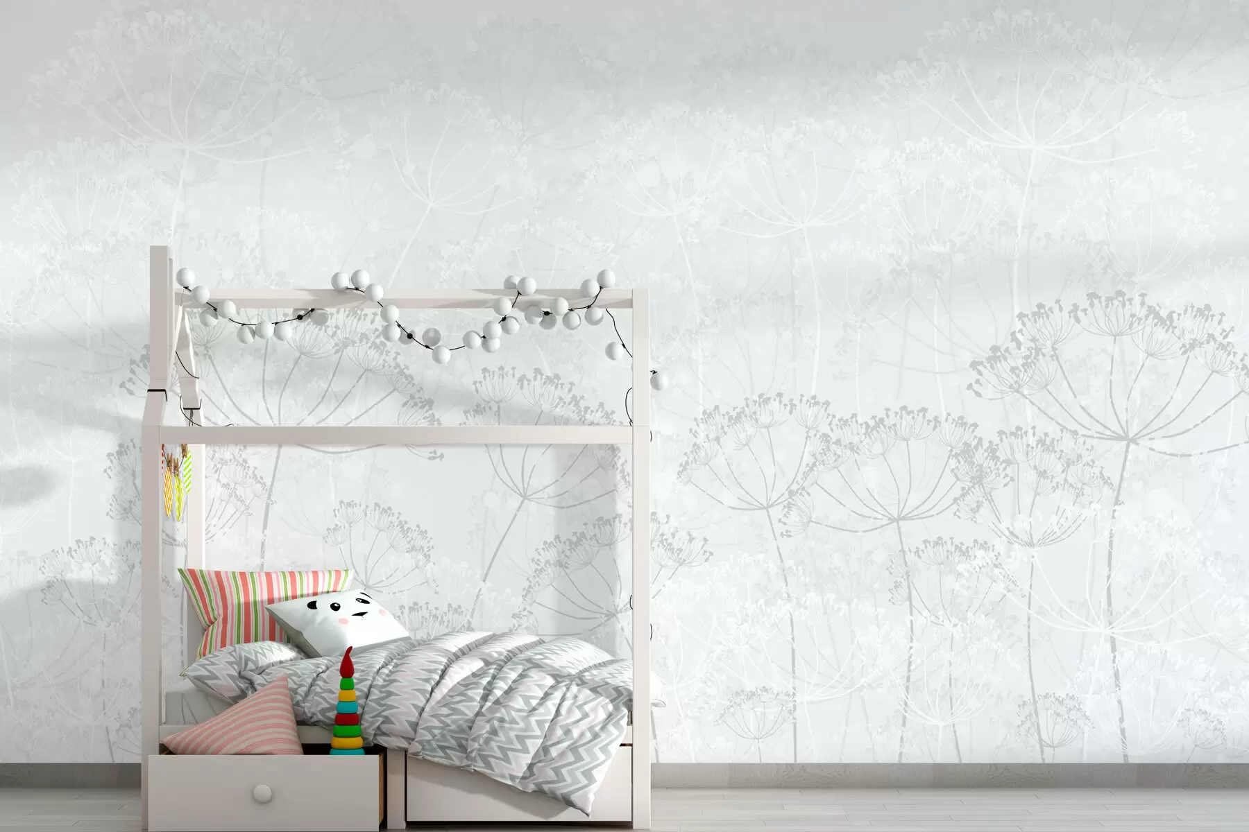 murales de pared Plantas frágiles con manchas minimalismo color gris w02108v2