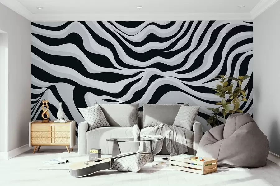 Murales de pared Líneas onduladas de tres colores w02109 murales de pared Líneas onduladas de tres colores w02109