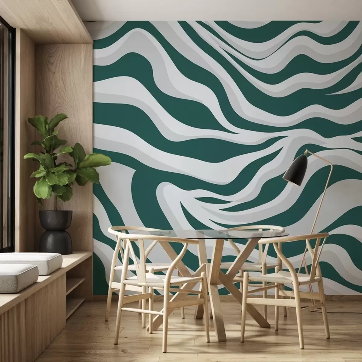 Murales de pared Líneas onduladas de tres colores w02109v2 murales de pared Líneas onduladas de tres colores w02109v2