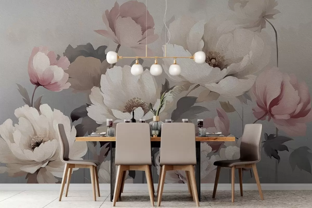 Murales de pared Flores pintadas al óleo en la pared w02111 murales de pared Flores pintadas al óleo en la pared w02111