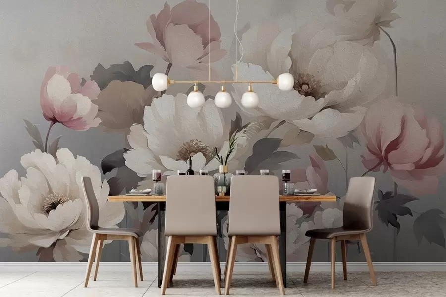 Murales de pared Flores pintadas al óleo en la pared w02111 murales de pared Flores pintadas al óleo en la pared w02111