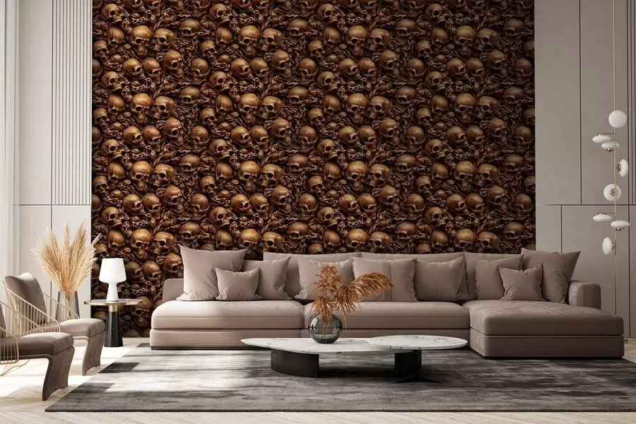 Murales de pared Papel pintado con imitación de calaveras tridimensionales talladas en madera w02121 murales de pared Papel pintado con imitación de calaveras tridimensionales talladas en madera w02121