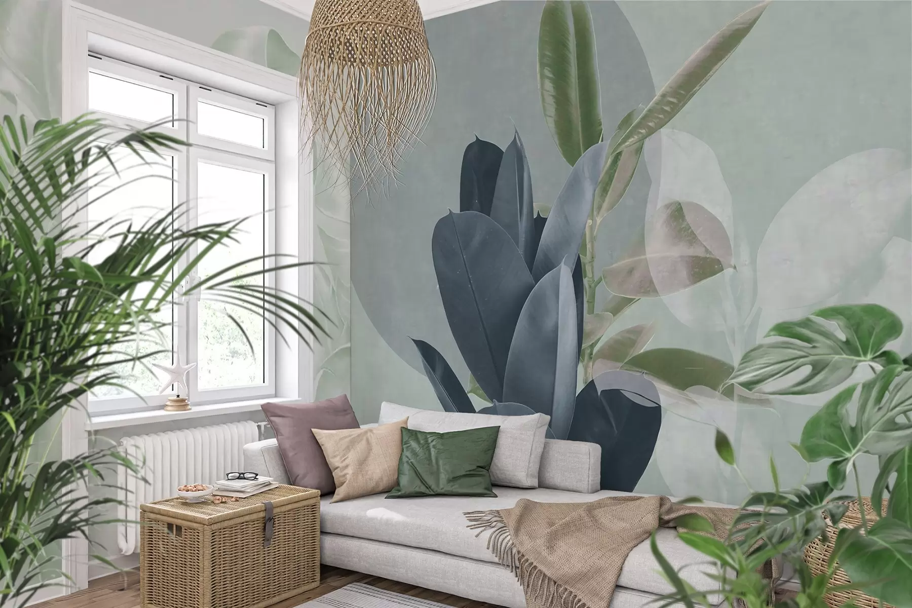 murales de pared Elegante vegetación sobre un fondo apagado u71334v2