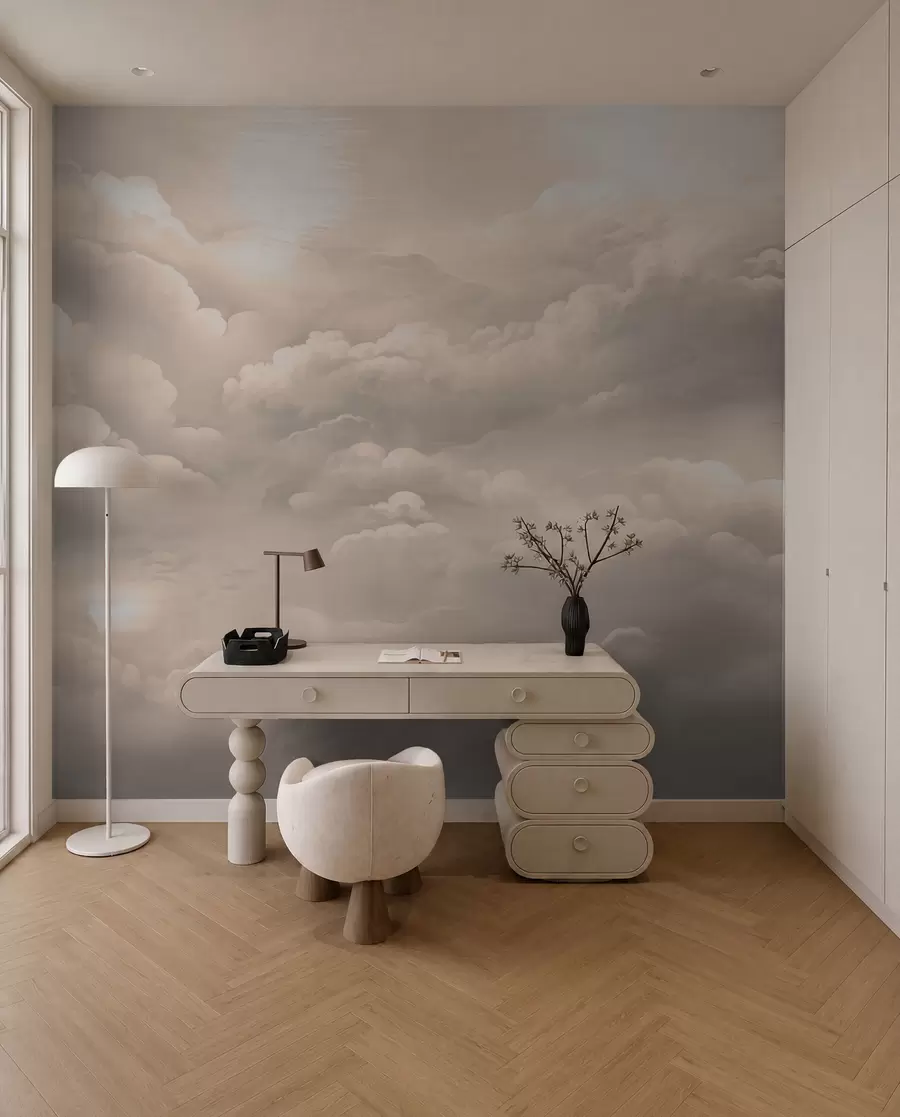 murales de pared Bóveda de nubes sepia w02189