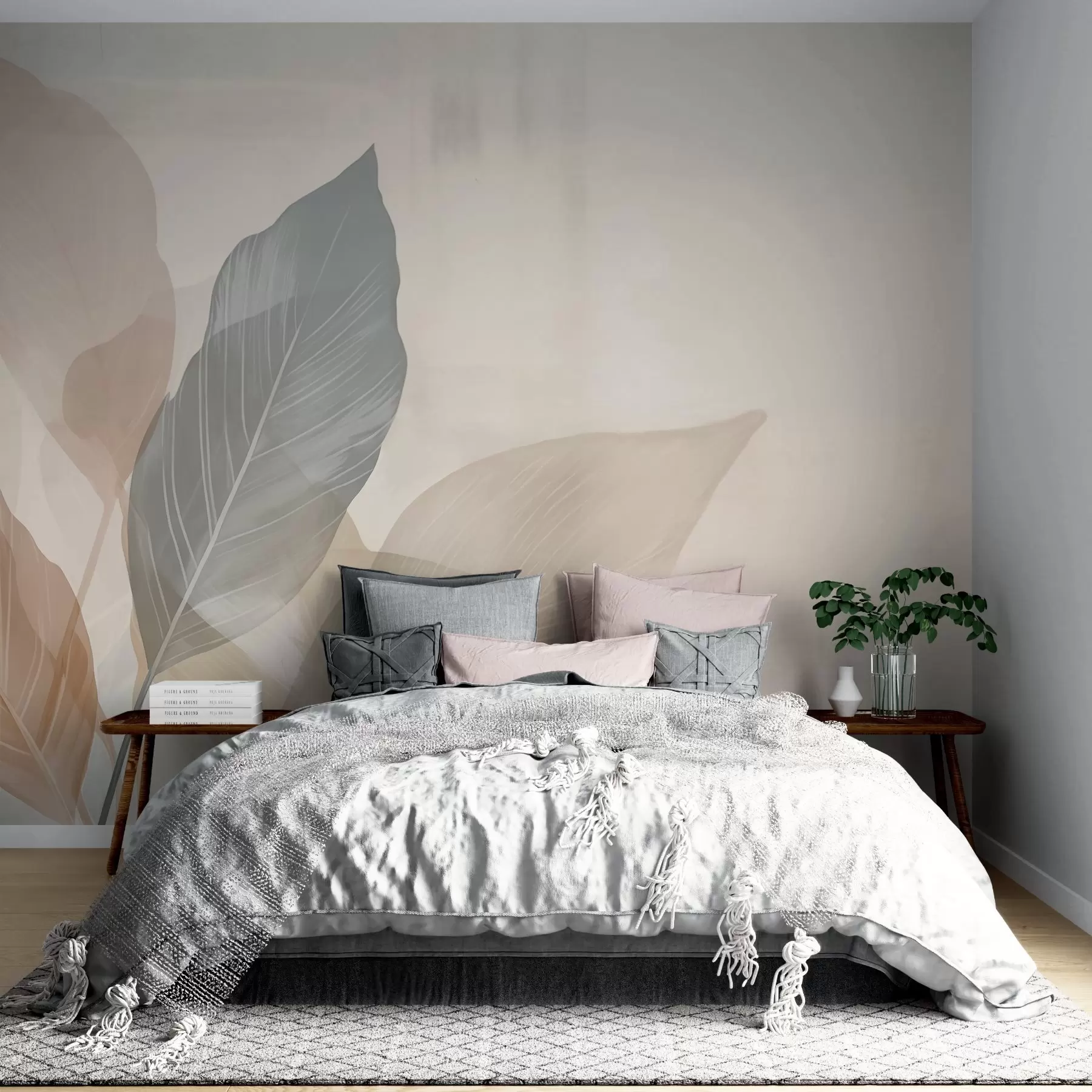 murales de pared Hojas retro w02190