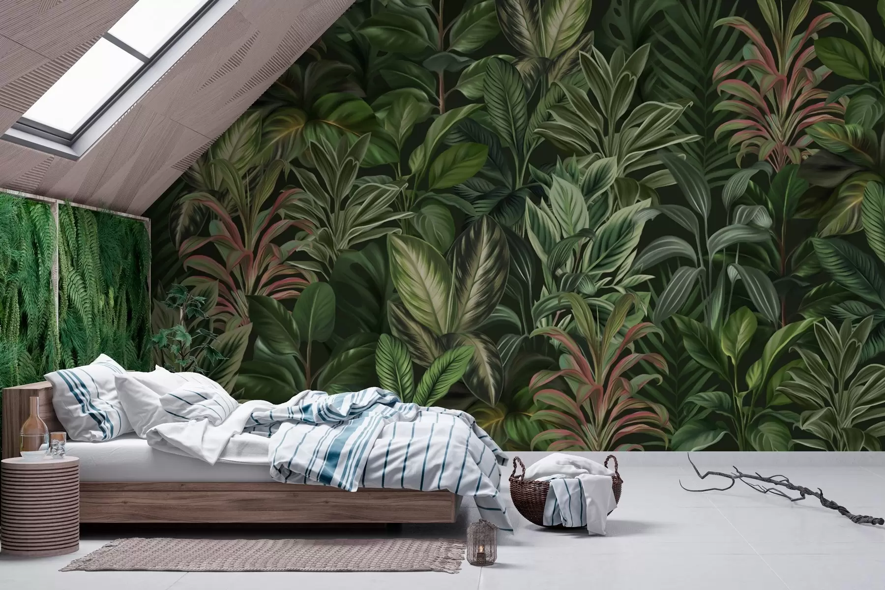murales de pared Espeso follaje tropical verde w02126