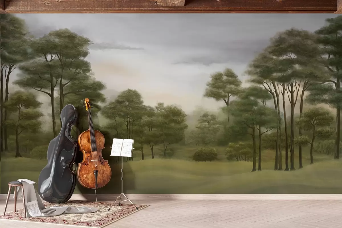 Murales de pared Arboleda verde vintage w02193 murales de pared Arboleda verde vintage w02193