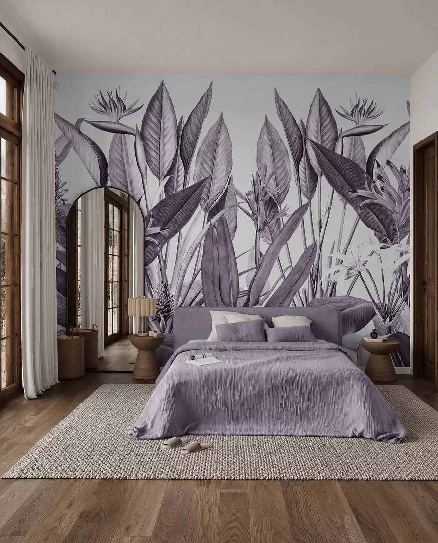 murales de pared Follaje tropical en tonos monocromos u96833v5