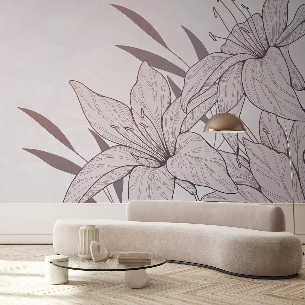 Murales de pared grandes lirios rosas pintados w02204 murales de pared grandes lirios rosas pintados w02204