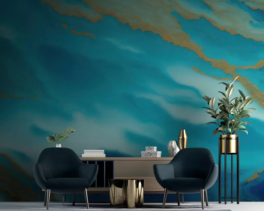 Murales de pared Serenas olas de azul y beige u94110 murales de pared Serenas olas de azul y beige u94110