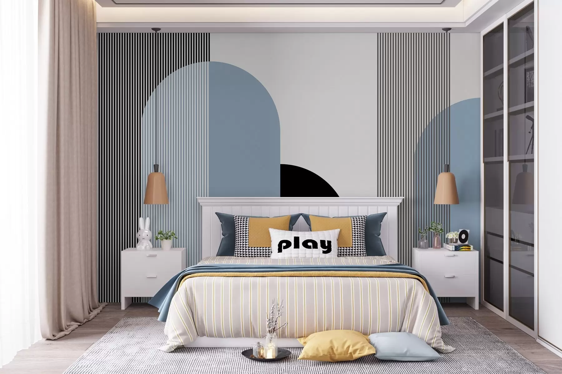 murales de pared Formas y líneas abstractas en armonía w00631v2