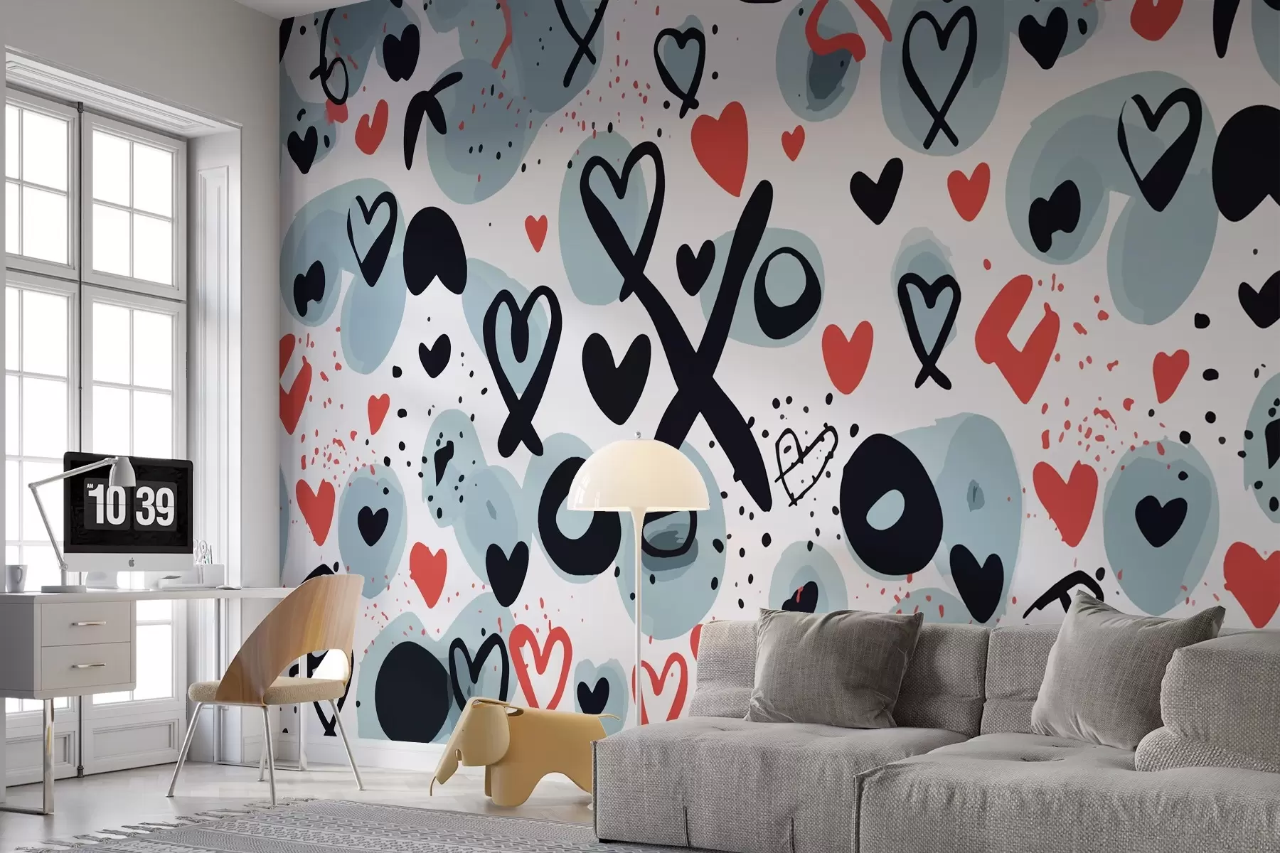 murales de pared Caos romántico con corazones w02164
