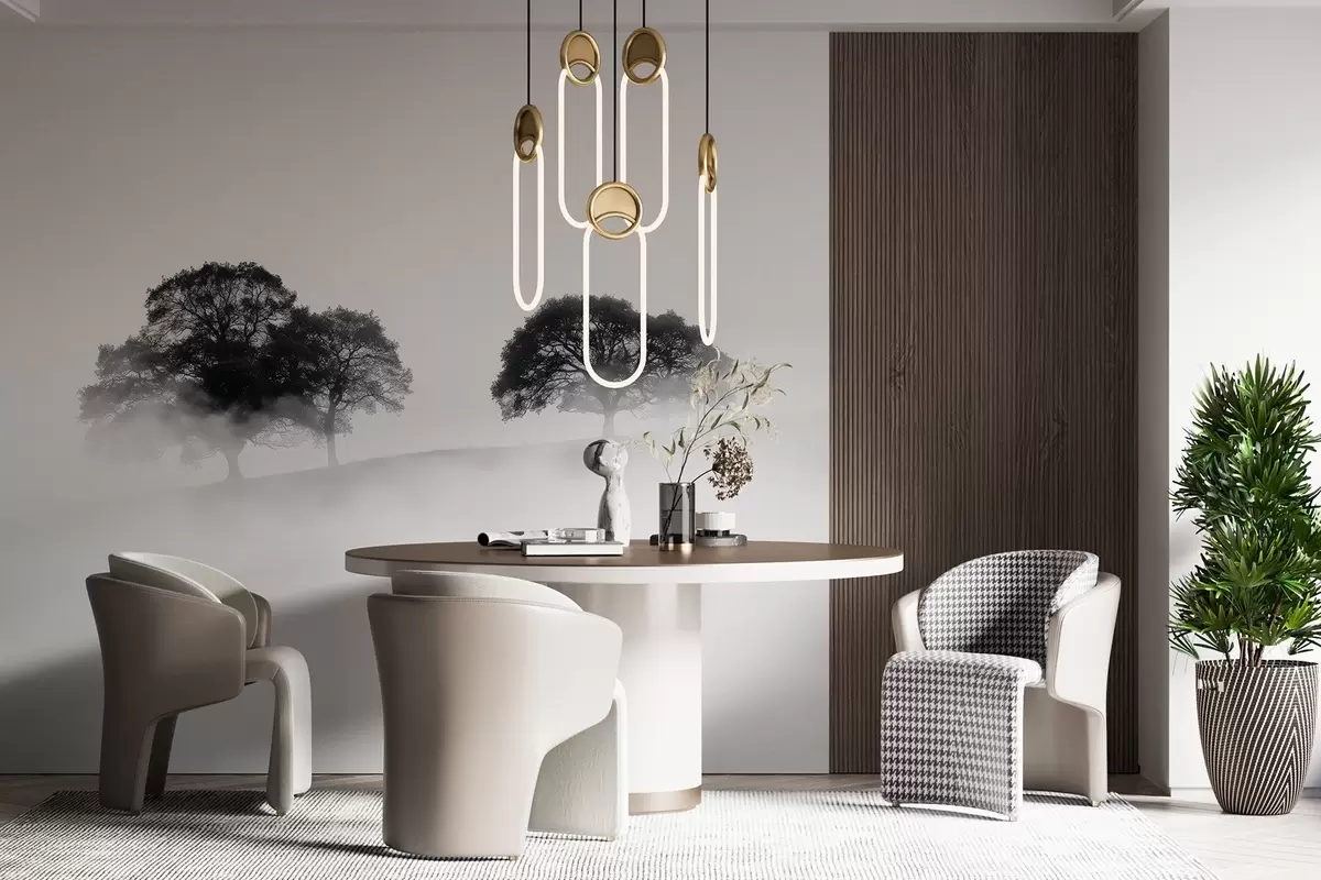 Murales de pared Árboles en la colina, minimalismo, naturaleza, blanco y negro w02148 murales de pared Árboles en la colina, minimalismo, naturaleza, blanco y negro w02148