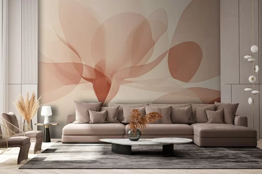 Murales de pared Delicada gardenia translúcida y sus hojas en color caral w02194v1 murales de pared Delicada gardenia translúcida y sus hojas en color caral w02194v1
