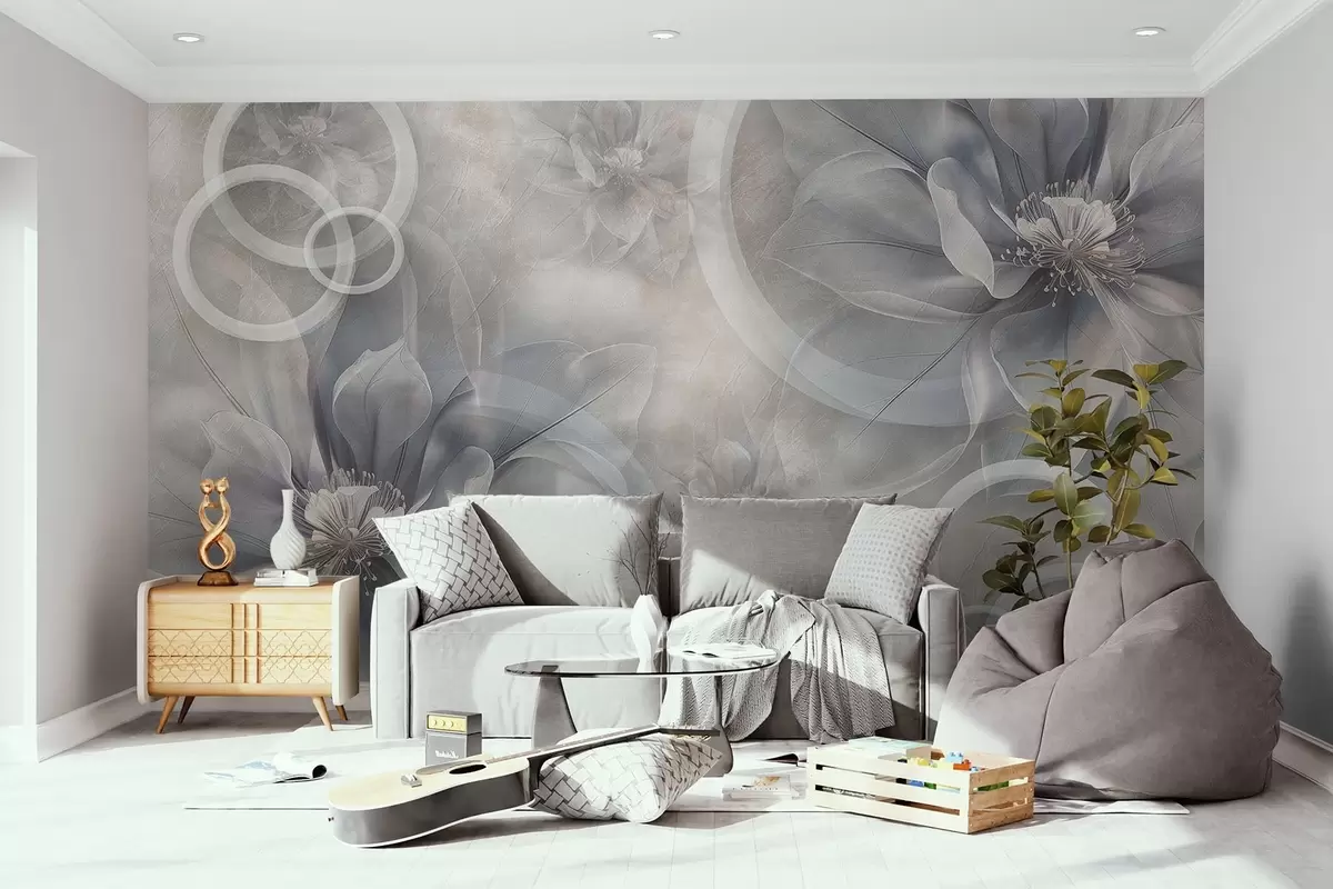 Murales de pared Flores y círculos grandes y delicados w01899 murales de pared Flores y círculos grandes y delicados w01899