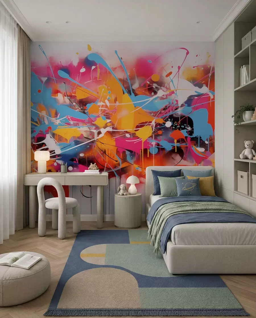 murales de pared Salpicadura abstracta de colores vivos w02219