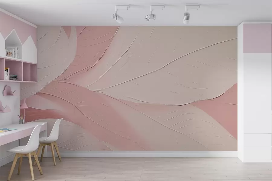 murales de pared Primer plano abstracto de hojas rosas w02225
