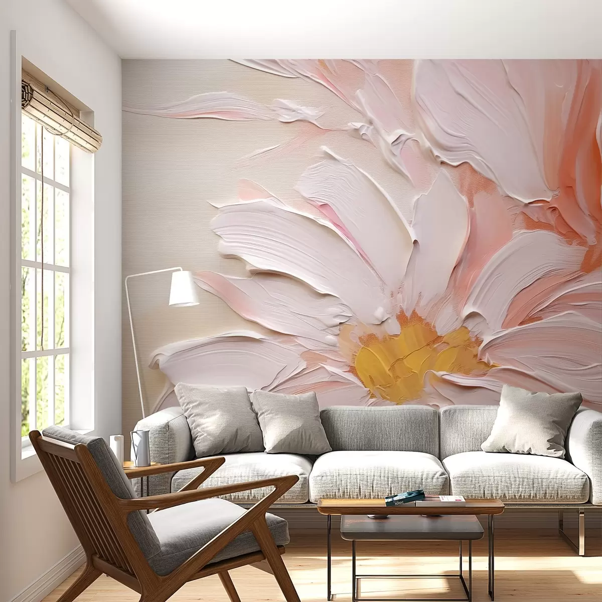 Murales de pared Flor blanca rosa grande, imitación de pinceladas, fondo texturizado w02228 murales de pared Flor blanca rosa grande, imitación de pinceladas, fondo texturizado w02228