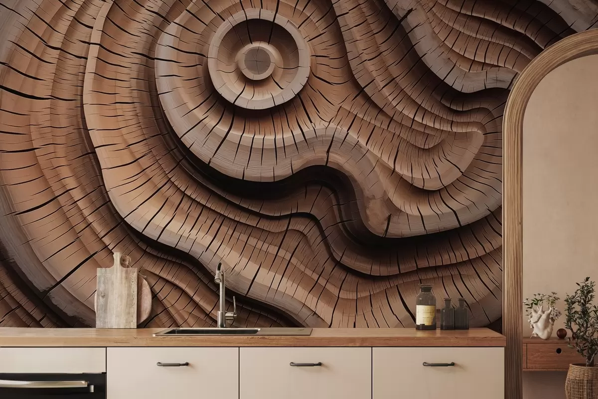 murales de pared Motivo abstracto con imitación de vetas de madera w02232
