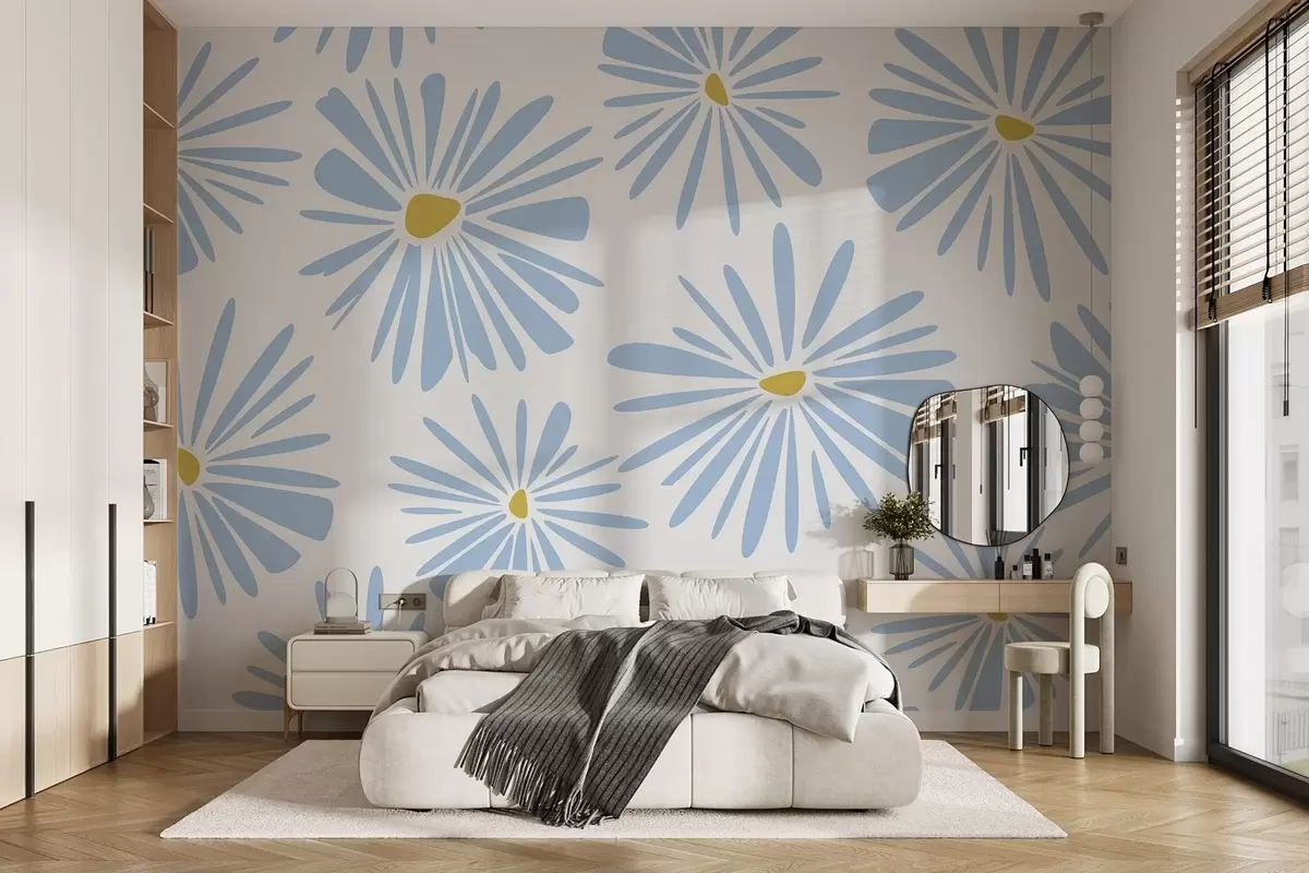 murales de pared Flores abstractas, color azul w02271v1