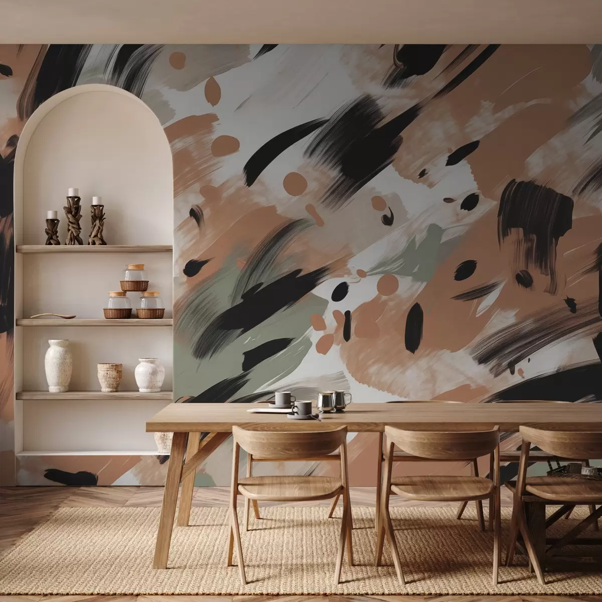 murales de pared Impresión abstracta dinámica, estilo imitación de pinceladas w02278