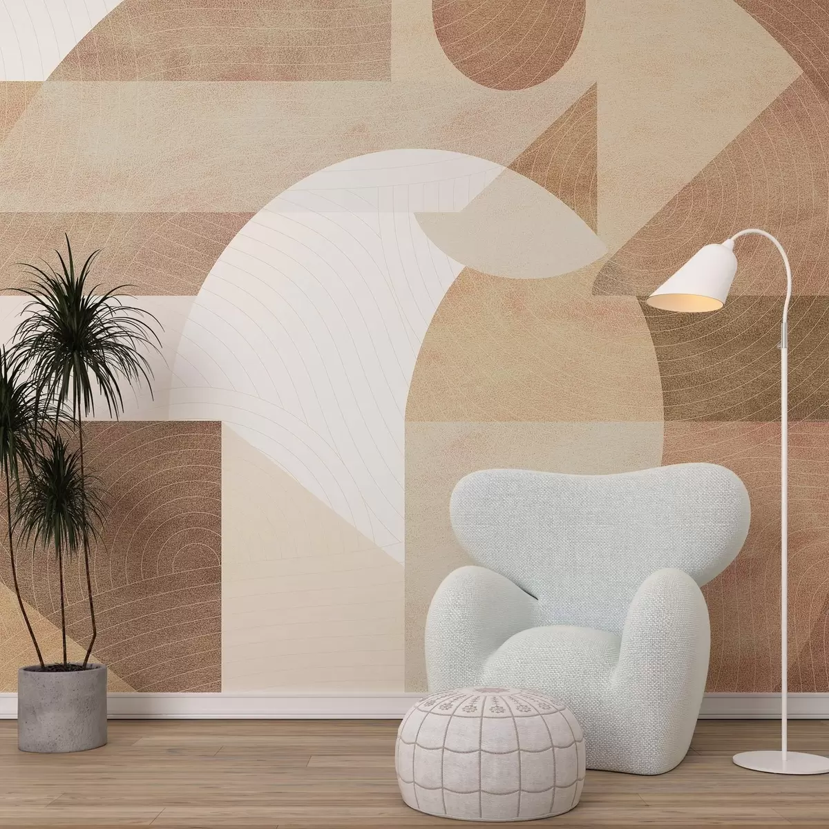 Murales de pared Geometría moderna con formas abstractas, detalles texturizados en tonos beige y marrón w02140 murales de pared Geometría moderna con formas abstractas, detalles texturizados en tonos beige y marrón w02140