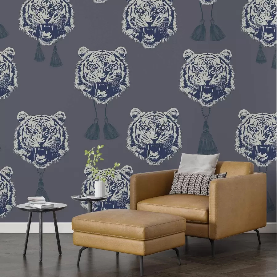 Murales de pared Cara de tigre en tonos azules w02245v2 murales de pared Cara de tigre en tonos azules w02245v2
