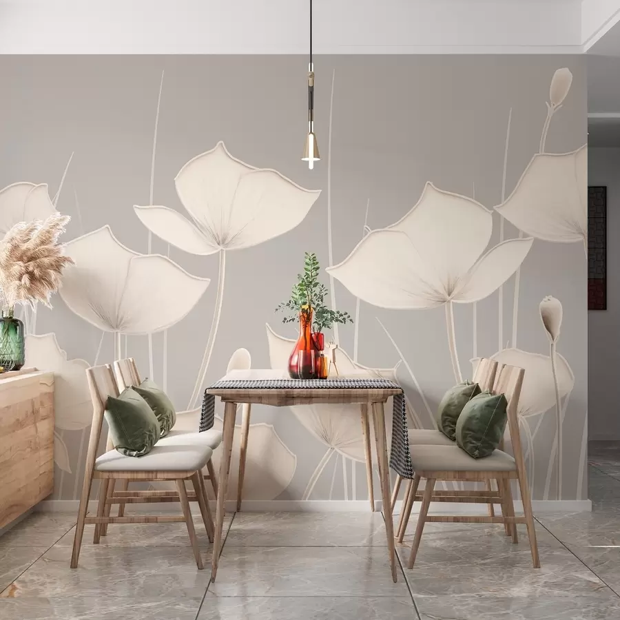 Murales de pared Imagen minimalista de flores con tallos finos w02259 murales de pared Imagen minimalista de flores con tallos finos w02259