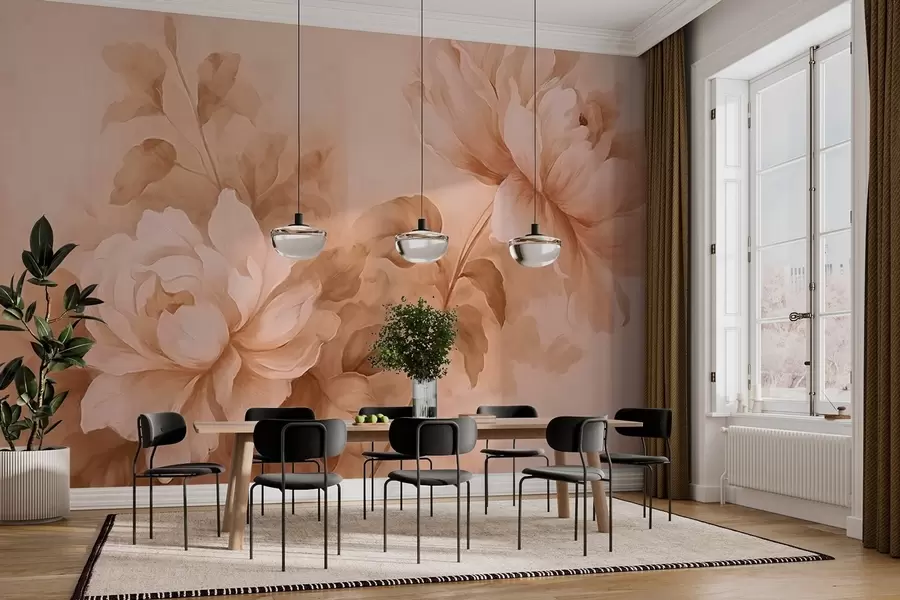 Murales de pared Imagen de grandes peonías en cálidos colores pastel w02260 murales de pared Imagen de grandes peonías en cálidos colores pastel w02260