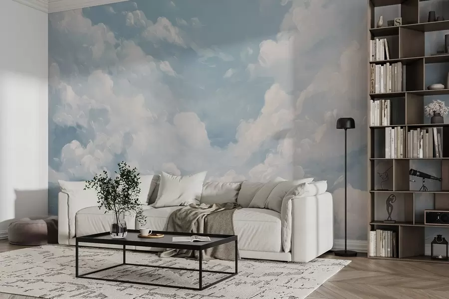 murales de pared Cielo azul con pinceladas simuladas de óleo w02313