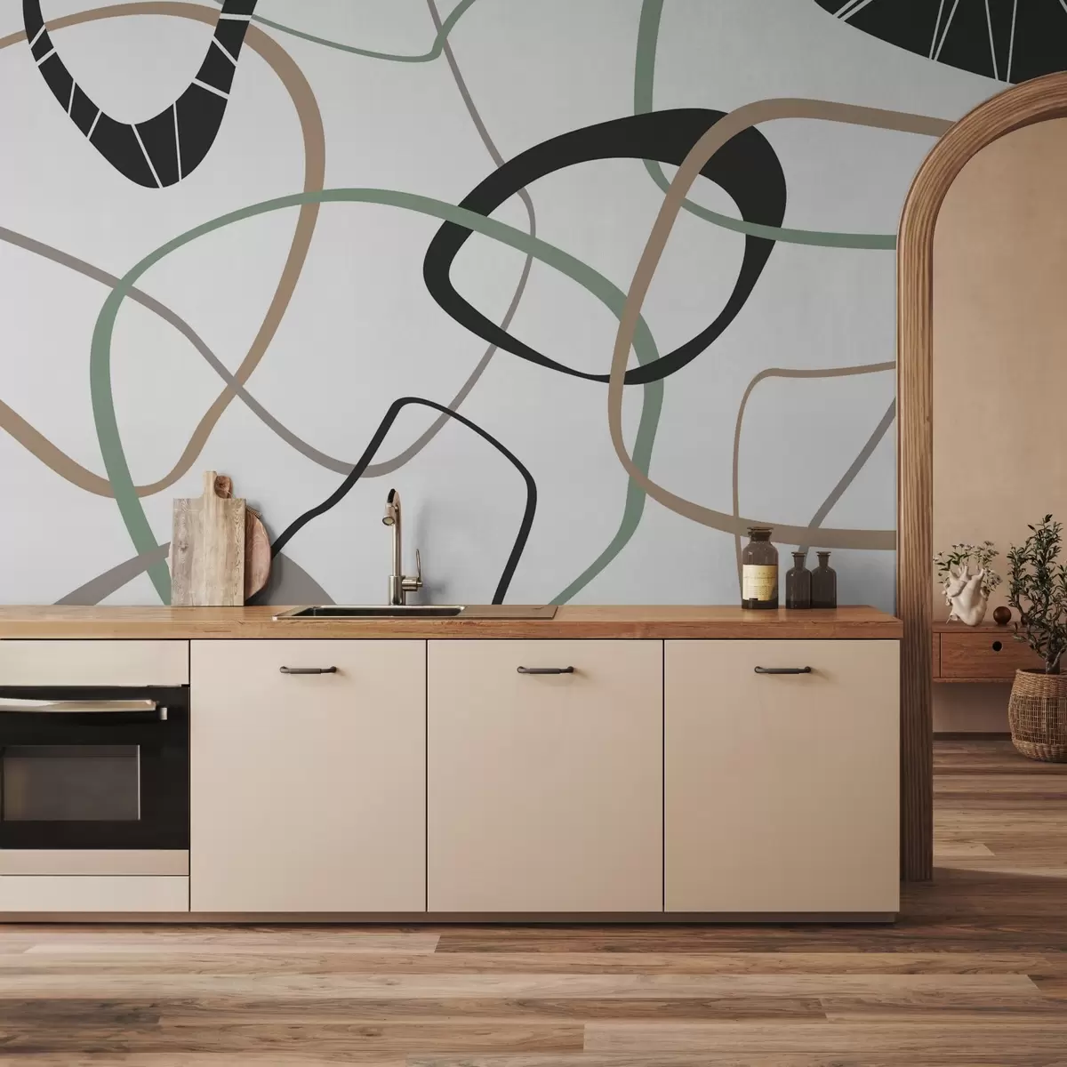 Murales de pared Líneas circulares abstractas w02323 murales de pared Líneas circulares abstractas w02323