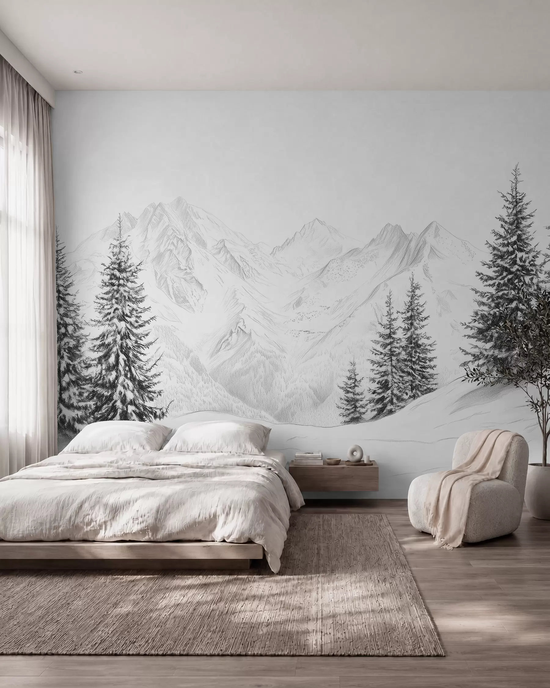 murales de pared Invierno a lápiz w02351
