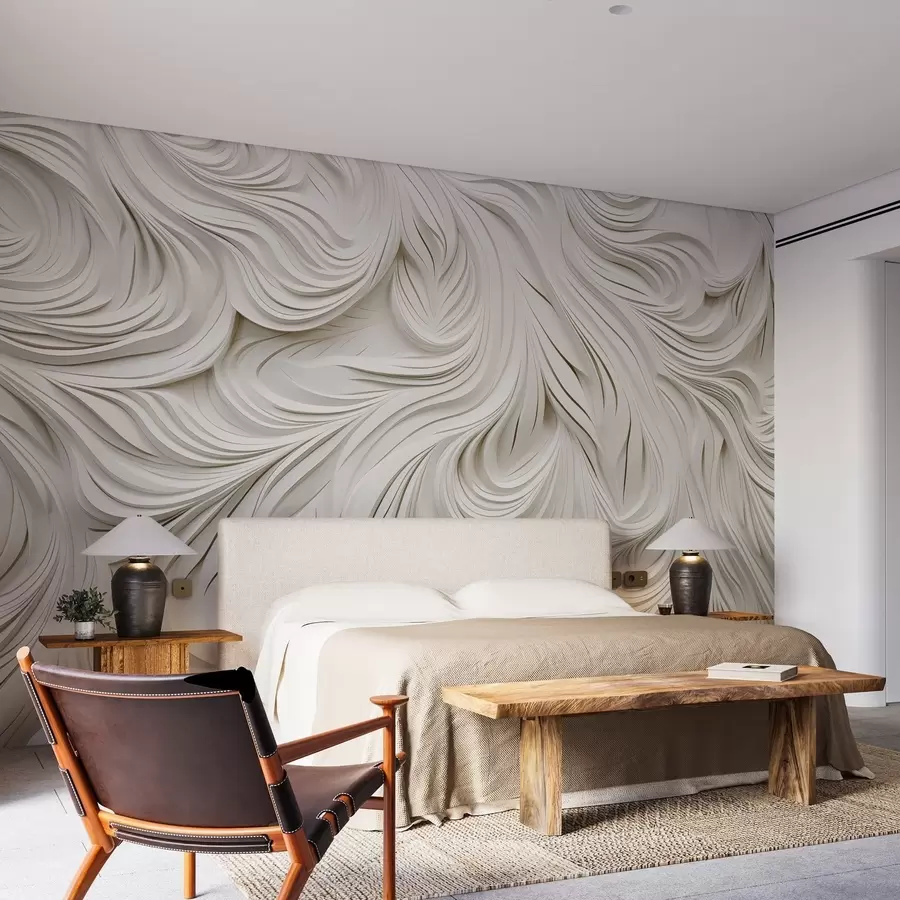 murales de pared Motivo volumétrico en la pared en colores vivos w02010