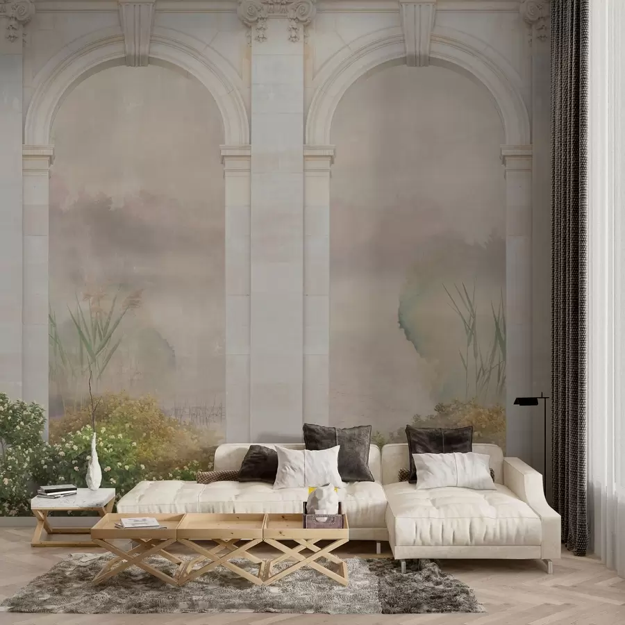 Murales de pared Arcos de luz con arbustos y flores w02371v1 murales de pared Arcos de luz con arbustos y flores w02371v1